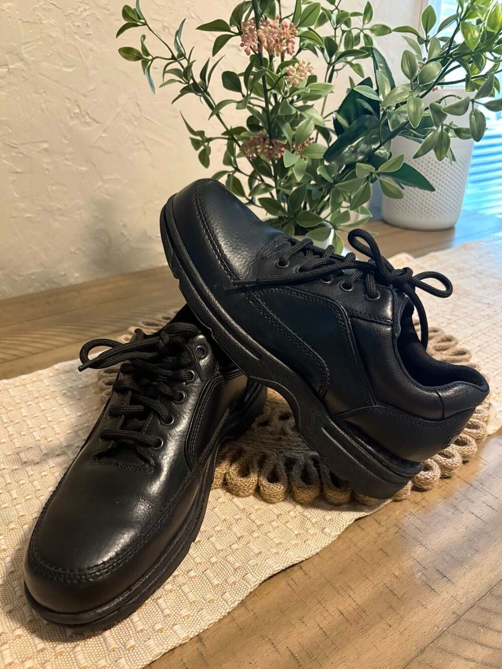 Rockport Men's Ridgefield Eureka Lace-Up Walking Shoes Black Leather